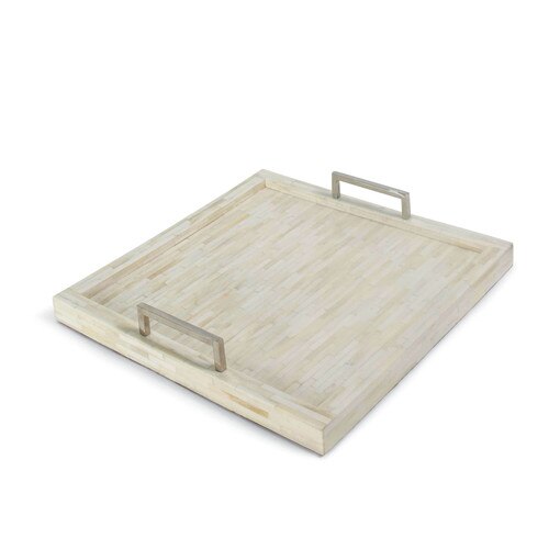 Nevis White Bone & Nickel Tray